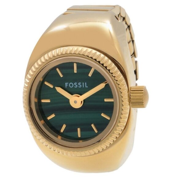 NWT Authentic Fossil Watch Ring Quartz Green Dial Women's Watch - Picture 1 of 3
